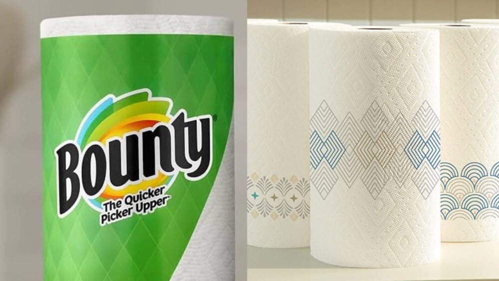 dual image: both images show rolls of bounty paper towel