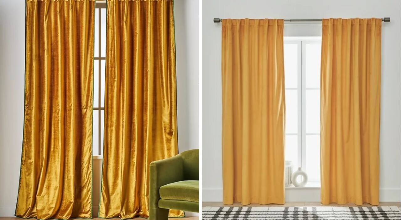 Better Homes and Gardens Golden Velvet 100% Blackout Curtains/Anthropologie Adelina Curtinas