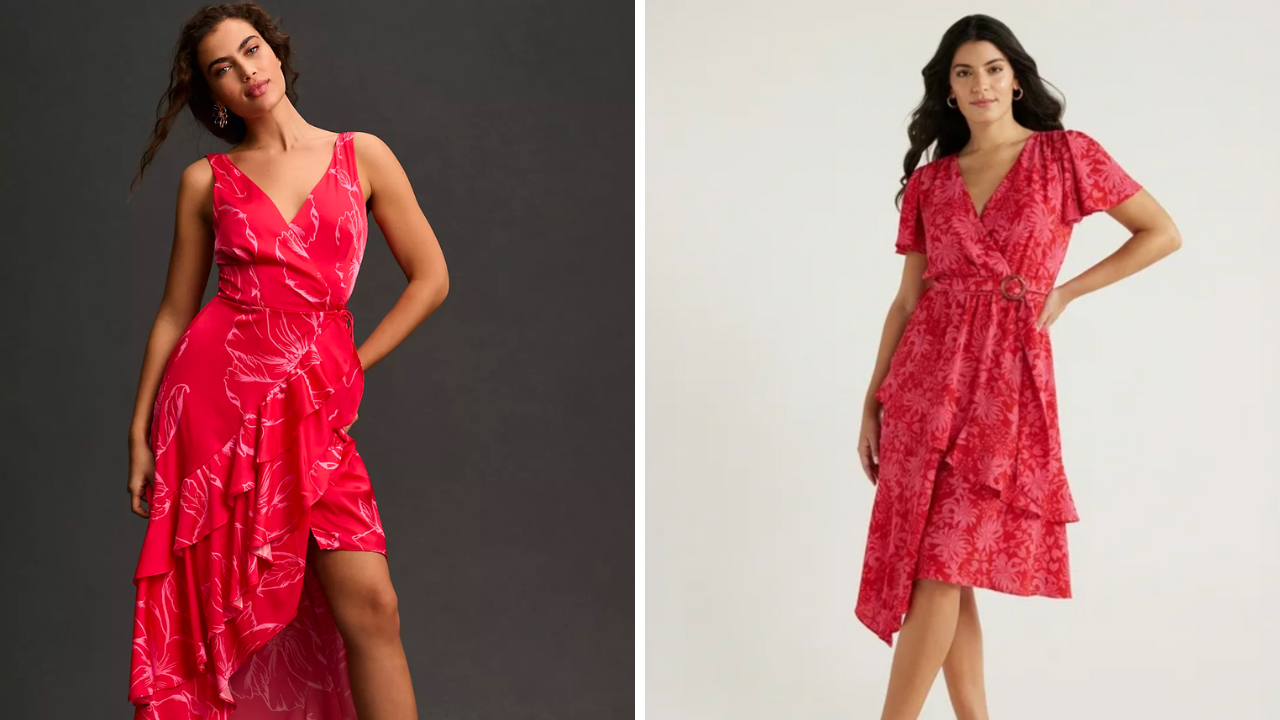 Hutch Floral Ruffle Wrap Dress/Sofia Jeans Women's and Women's Plus Faux Wrap Dress