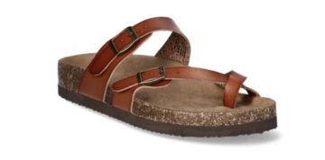 Time and Tru Women's Asymmetric Strap Footbed Sandals
