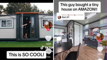 Still shots of tiny home for sale on Amazon