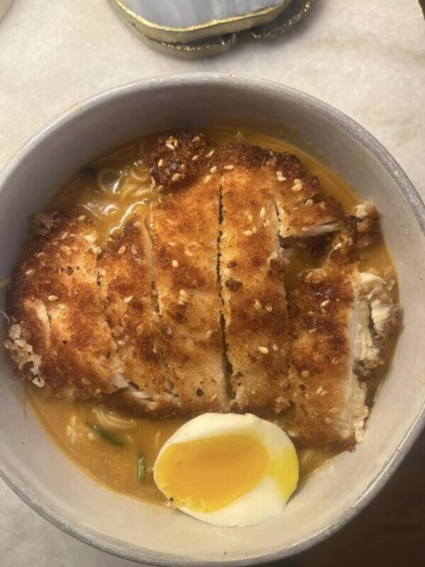 chicken katsu in caraway pan