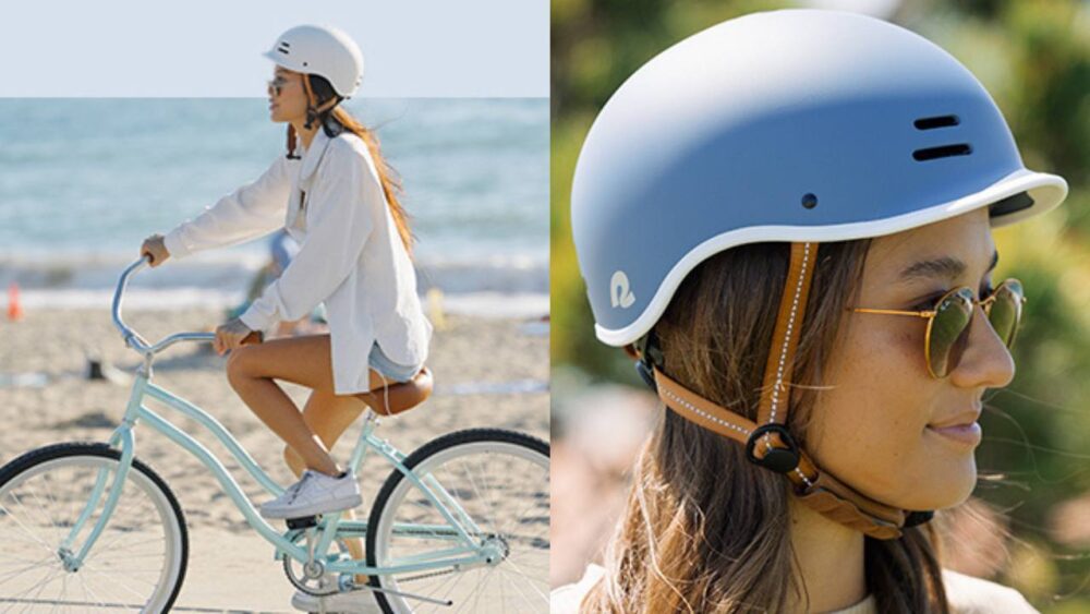 woman wearing a helmet while bike riding