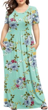 LONGYUAN Women's Plus Size Casual Dresses Short Sleeve Maxi Dress XL-6XL with Pockets 