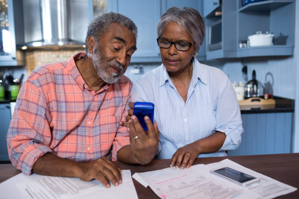 older couple looking at finances