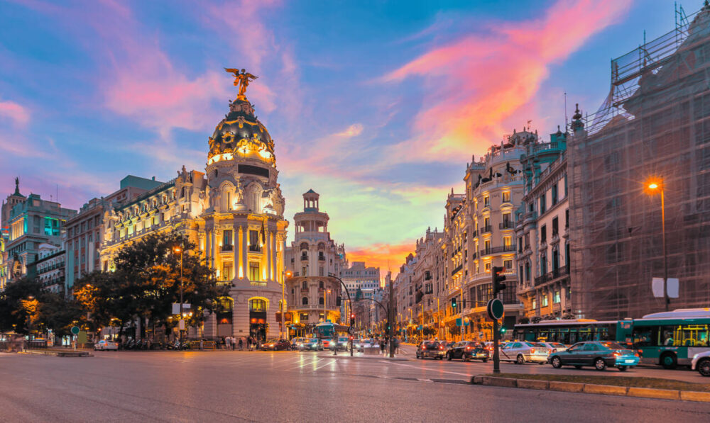 Madrid city skyline, Spain