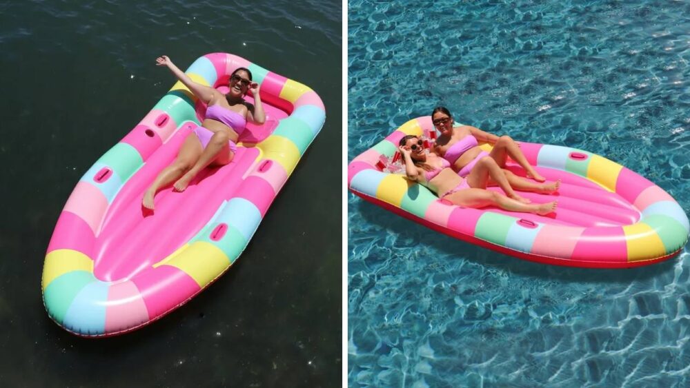 Packed Party 10.7ft 2-Person Multi-Color Inflatable Float