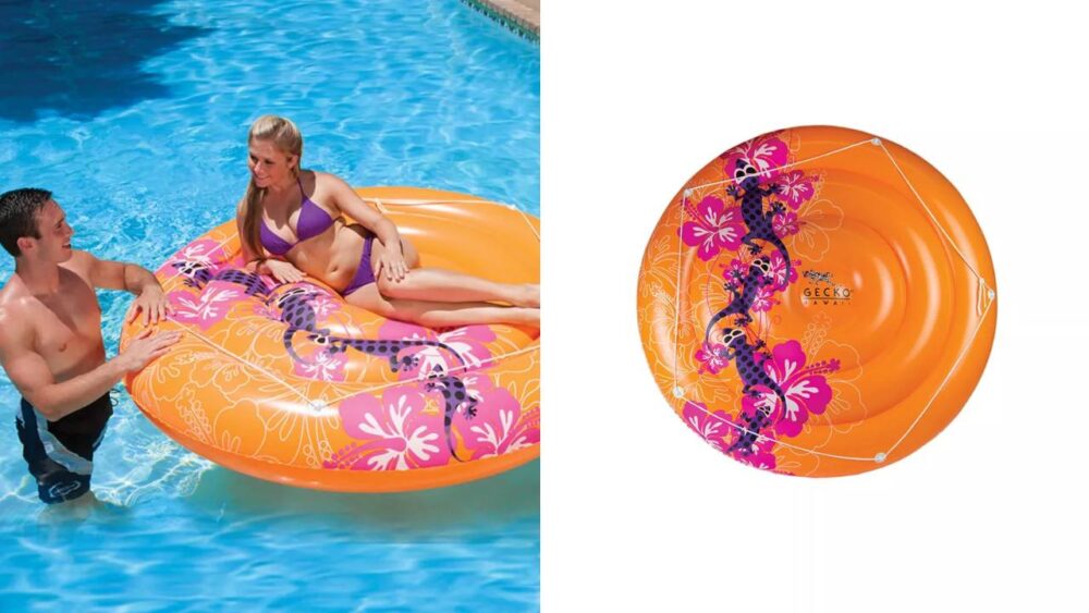 Swim Central 71" Gecko Hawaii Island Multi-Person Jumbo Inflatable Swimming Pool Raft