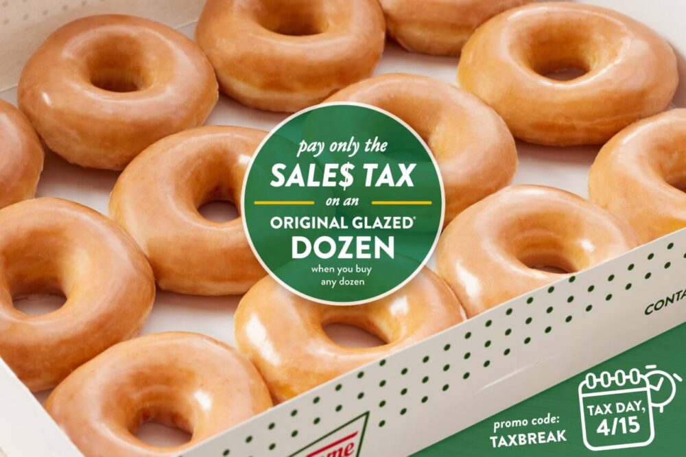 Krispy Kreme box of dozen donuts