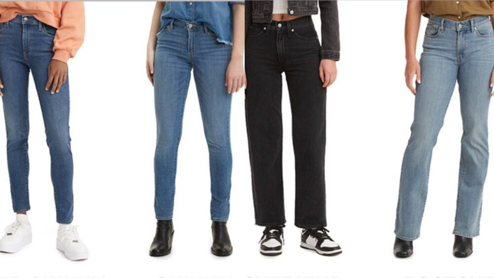 dual image: both images show women from the waist down in Levi's jeans