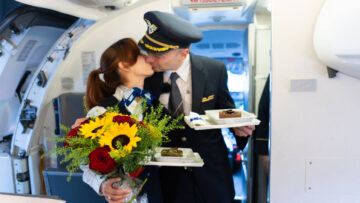 flight attendant and pilot engagement photo